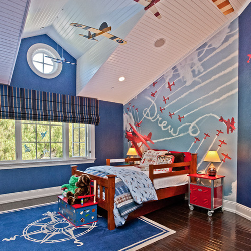 bedroom kids interior with plane concept