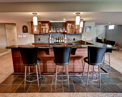 Good bar kitchen design in basement