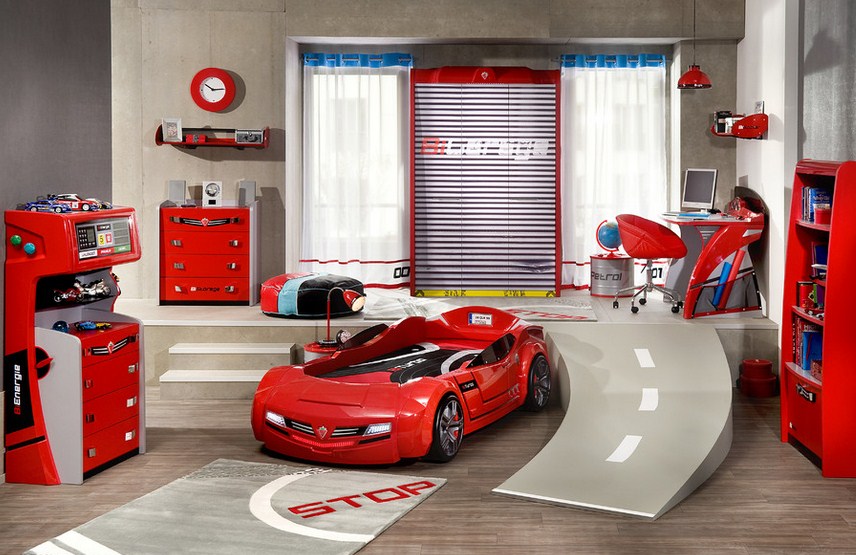 Red Car Bed Kids Room