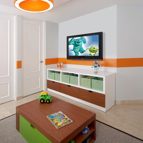 kids room with car toys