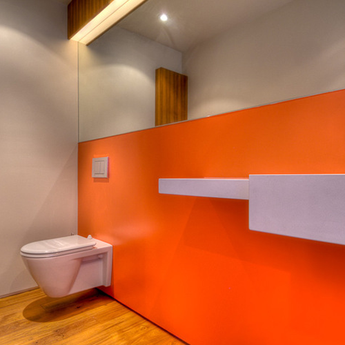 orange toilet interior