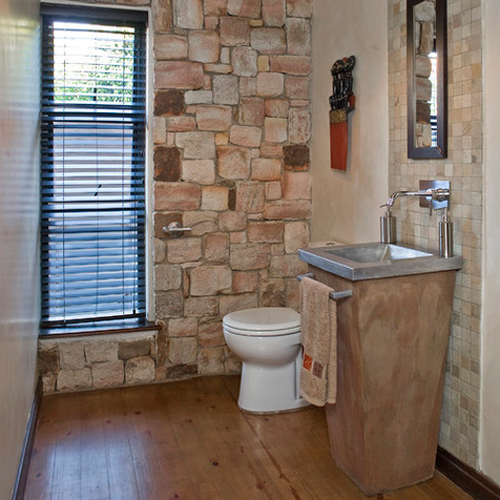 toilet interior with stone design