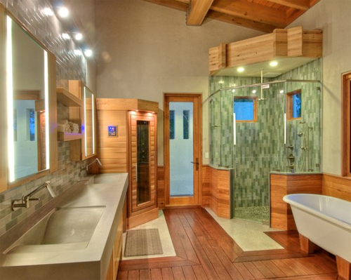 Bathroom interior with shower model