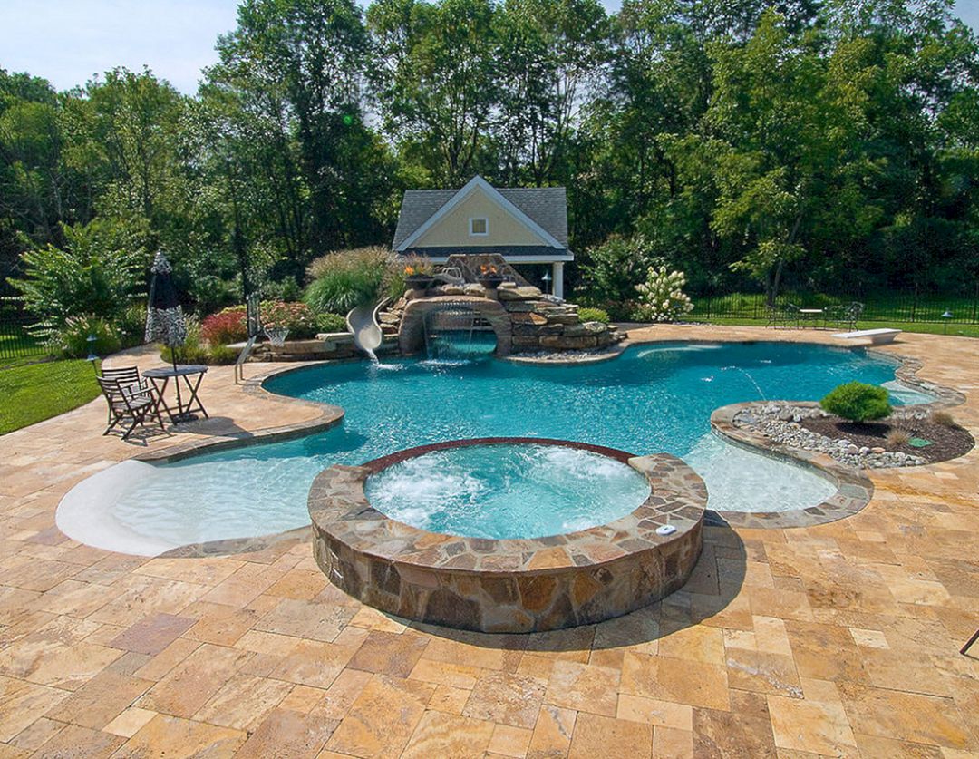 Natural Backyard Pool With Spa Ideas