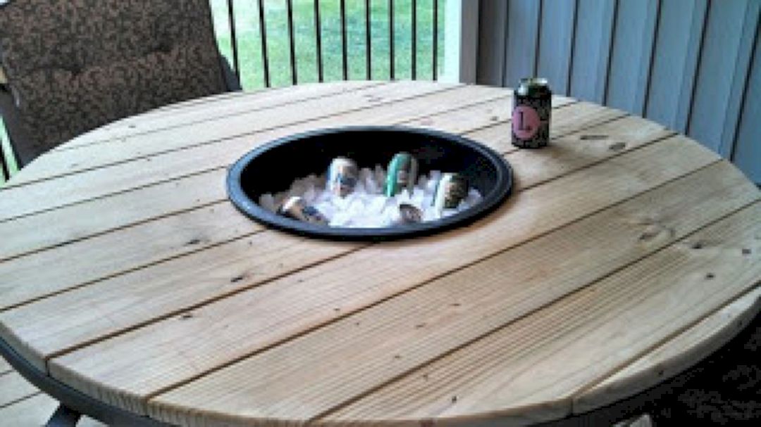 Chic Outdoor Living Table With Recycled Wooden Spool