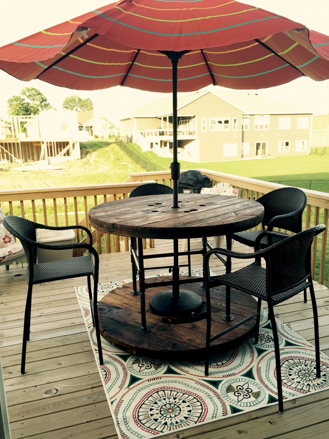 Recycled Wooden Wire Spool For Outdoor Deck Table