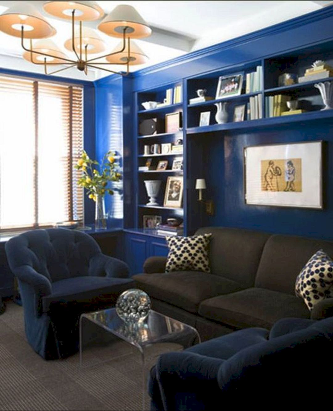 45+ Best Beautiful Navy & Brown Living Room Ideas - FresHOUZ