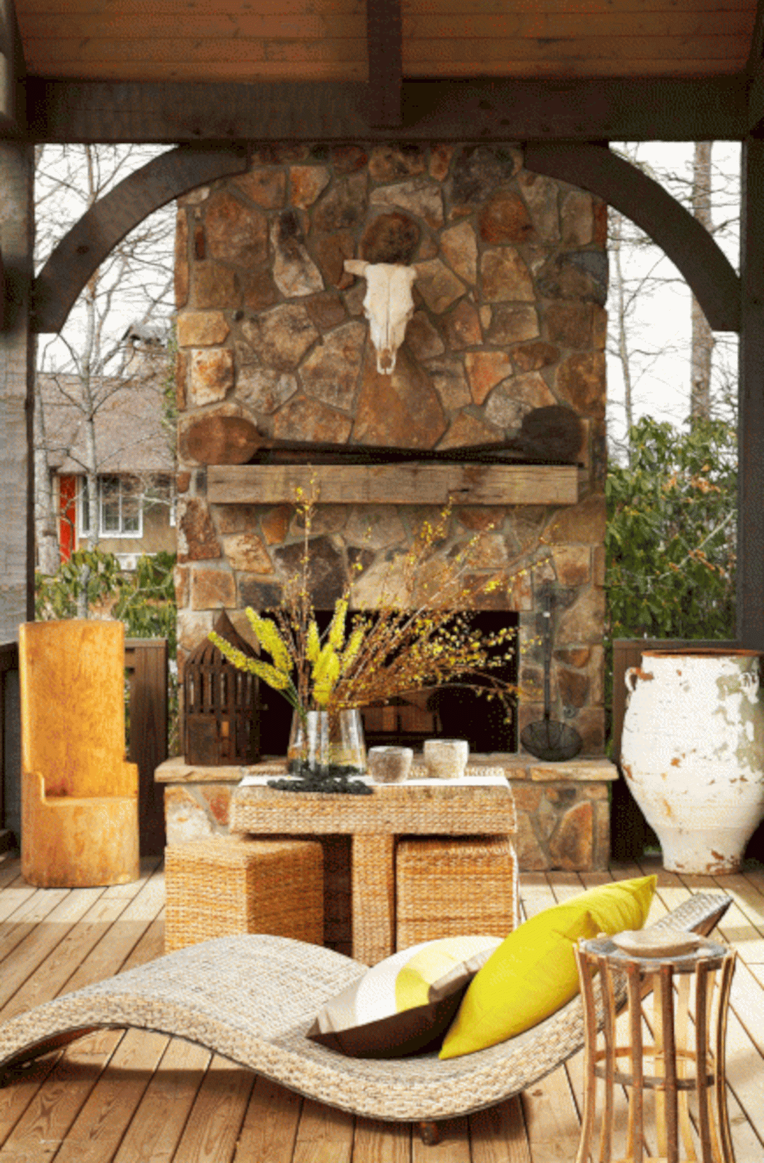 Rustic Outdoor Stone Fireplace Ideas