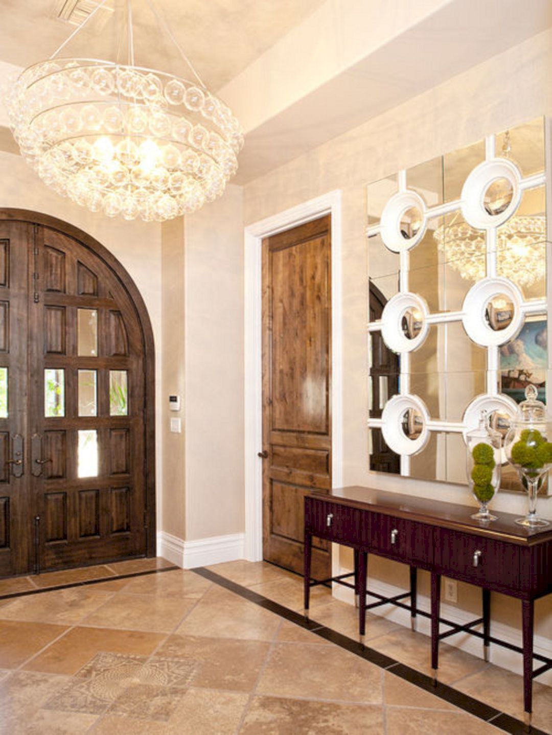 White Stained Wood Trim And Door