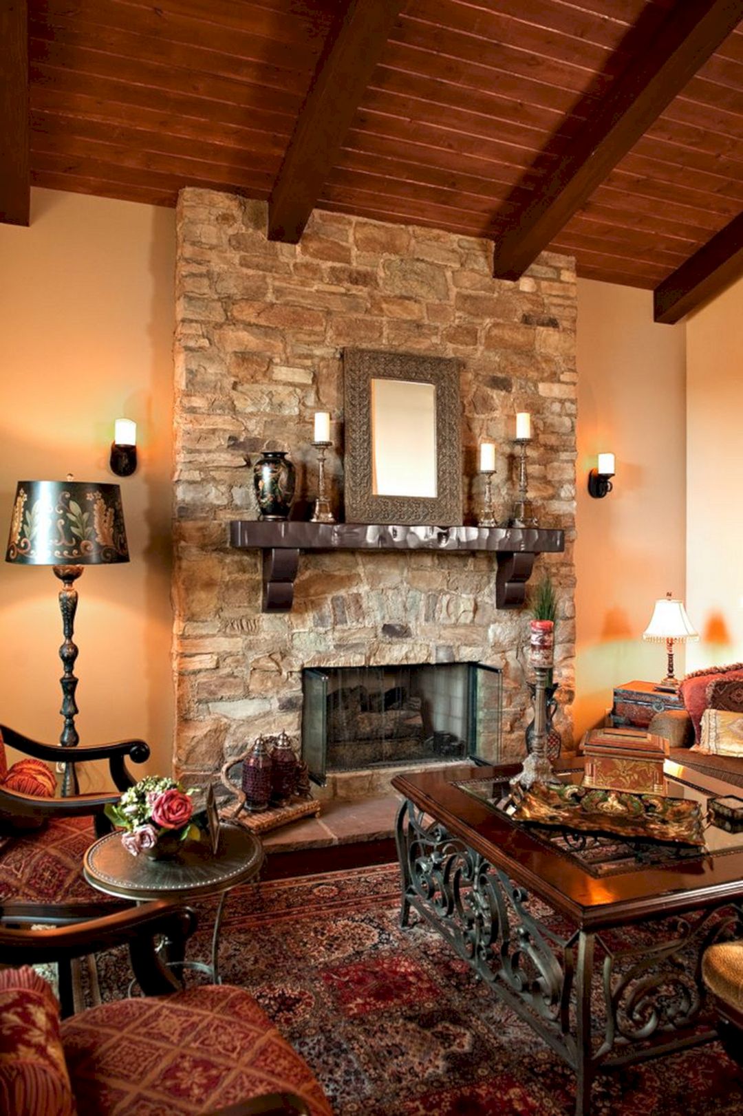 Rustic Living Room With Stone Fireplace (Rustic Living Room With Stone Fireplace) design ideas