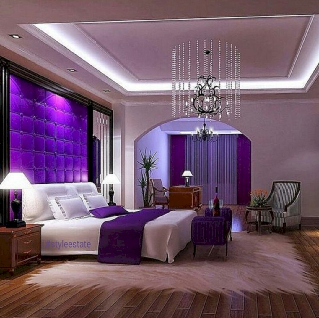 Modern Purple Bedroom Color Ideas for Large Space