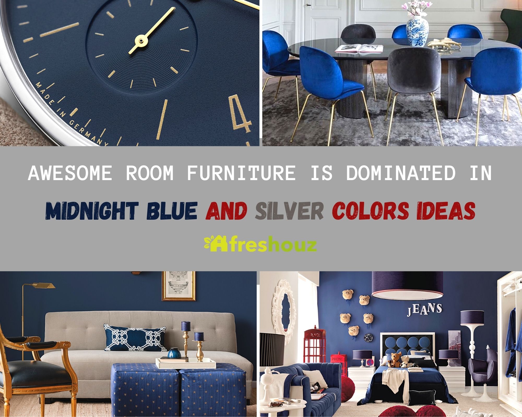 Awesome Room Furniture Is Dominated In Midnight Blue And Silver Colors Ideas