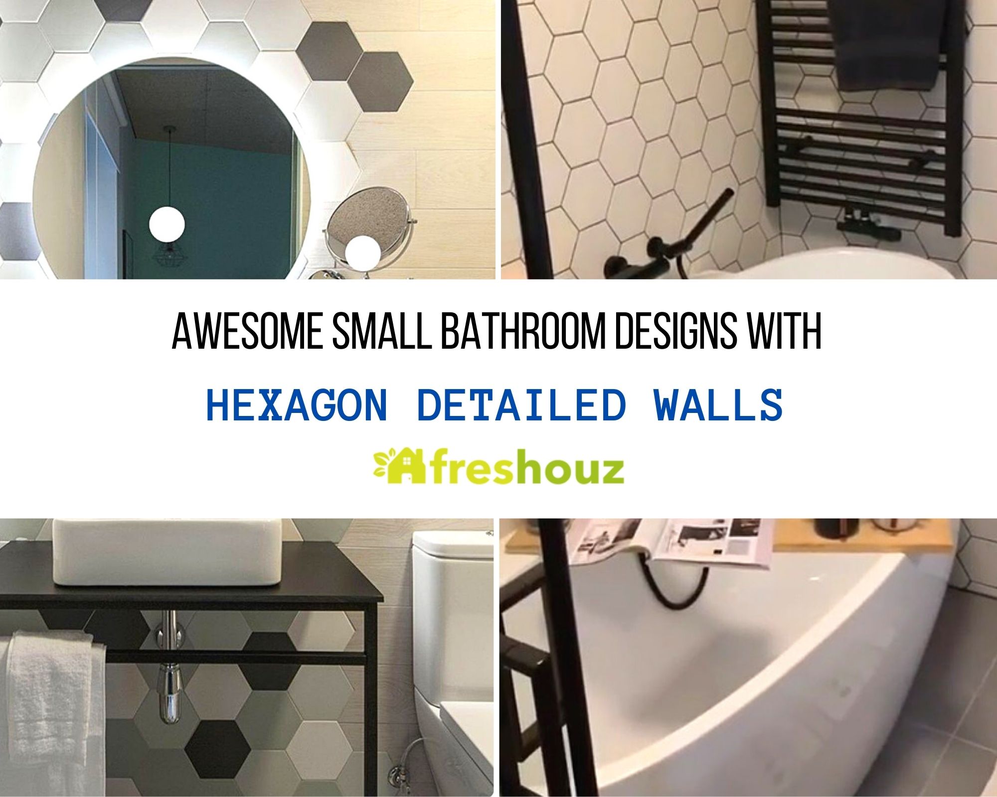 Awesome Small Bathroom Designs With Hexagon Detailed Walls