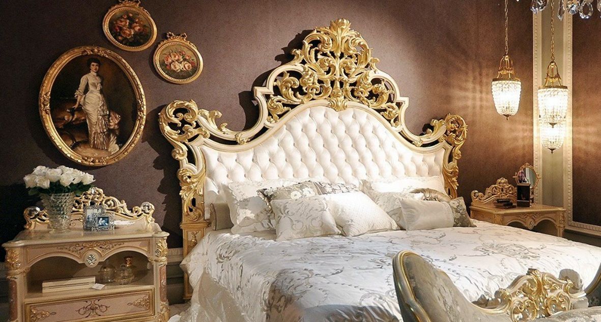 Detailed And Hand Carved In Luxury Royal Bedroom