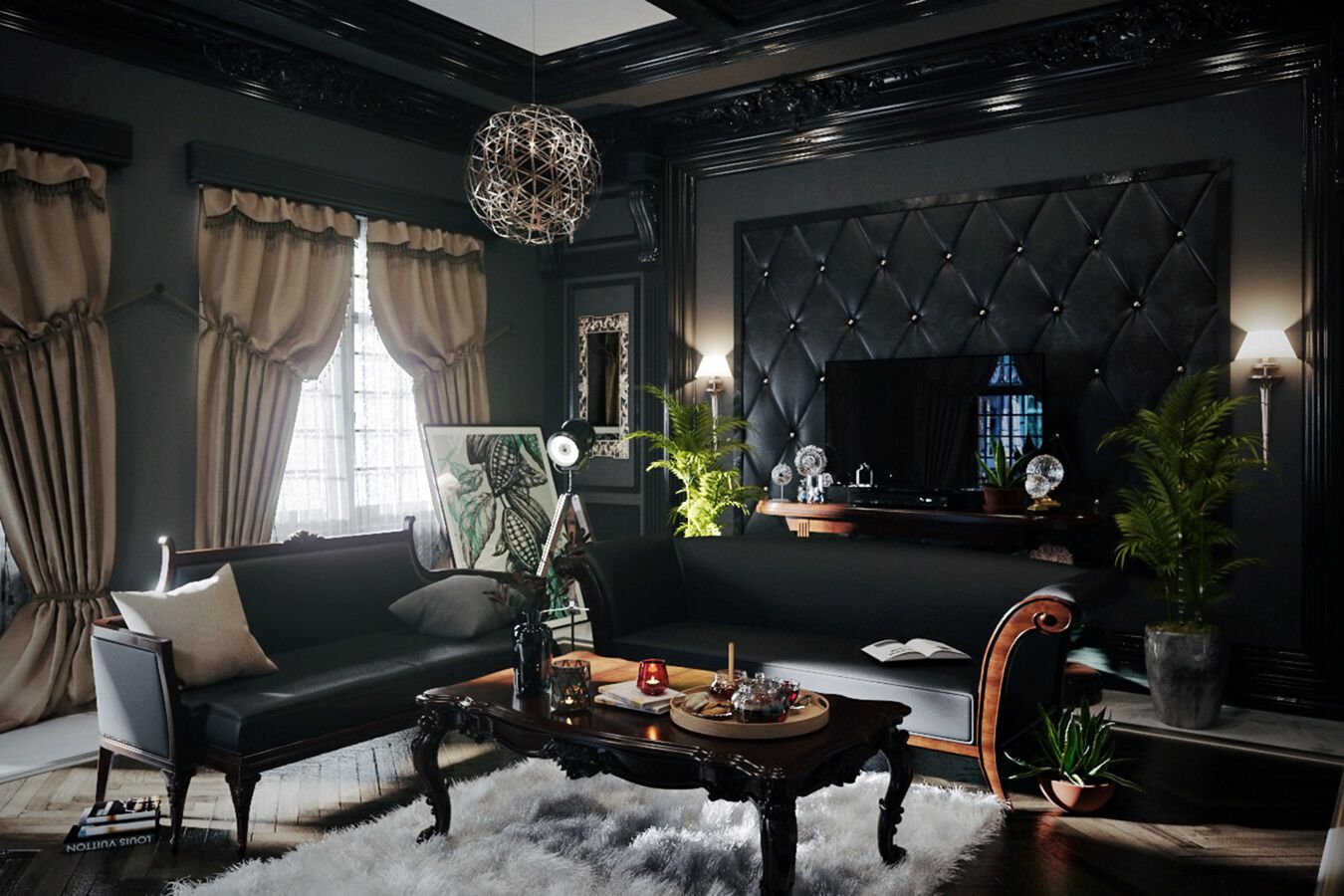 Modern Gothic Style Living Room Design