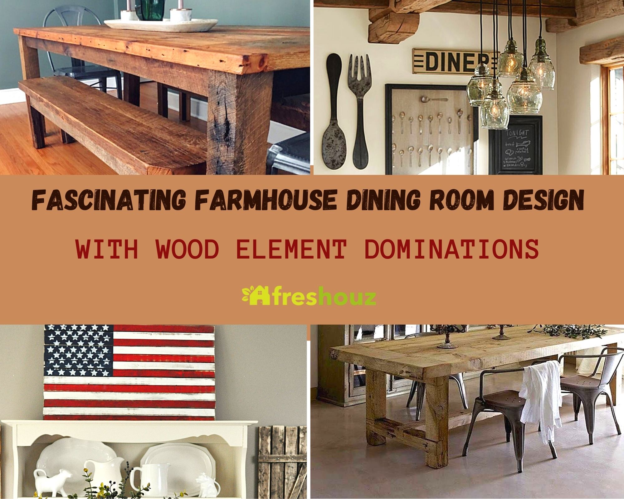 Fascinating Farmhouse Dining Room Design With Wood Element Dominations