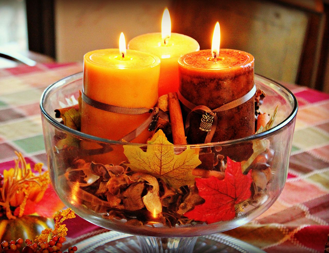 Fall Candle Centerpiece From Homebnc