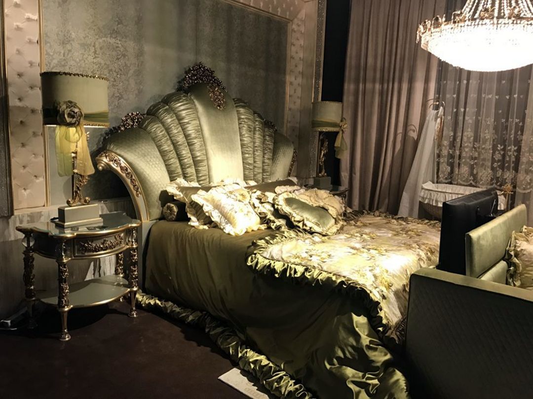 Rococo Baroque Bedroom Design With A Green Bed And Sumptuous Headboard From Homedit