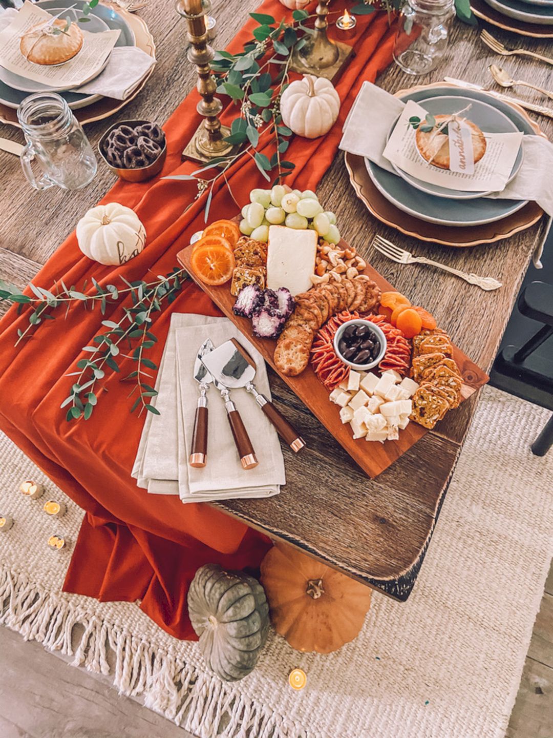 Thanksgiving Table With Greenery And Food From Lifebyleanna